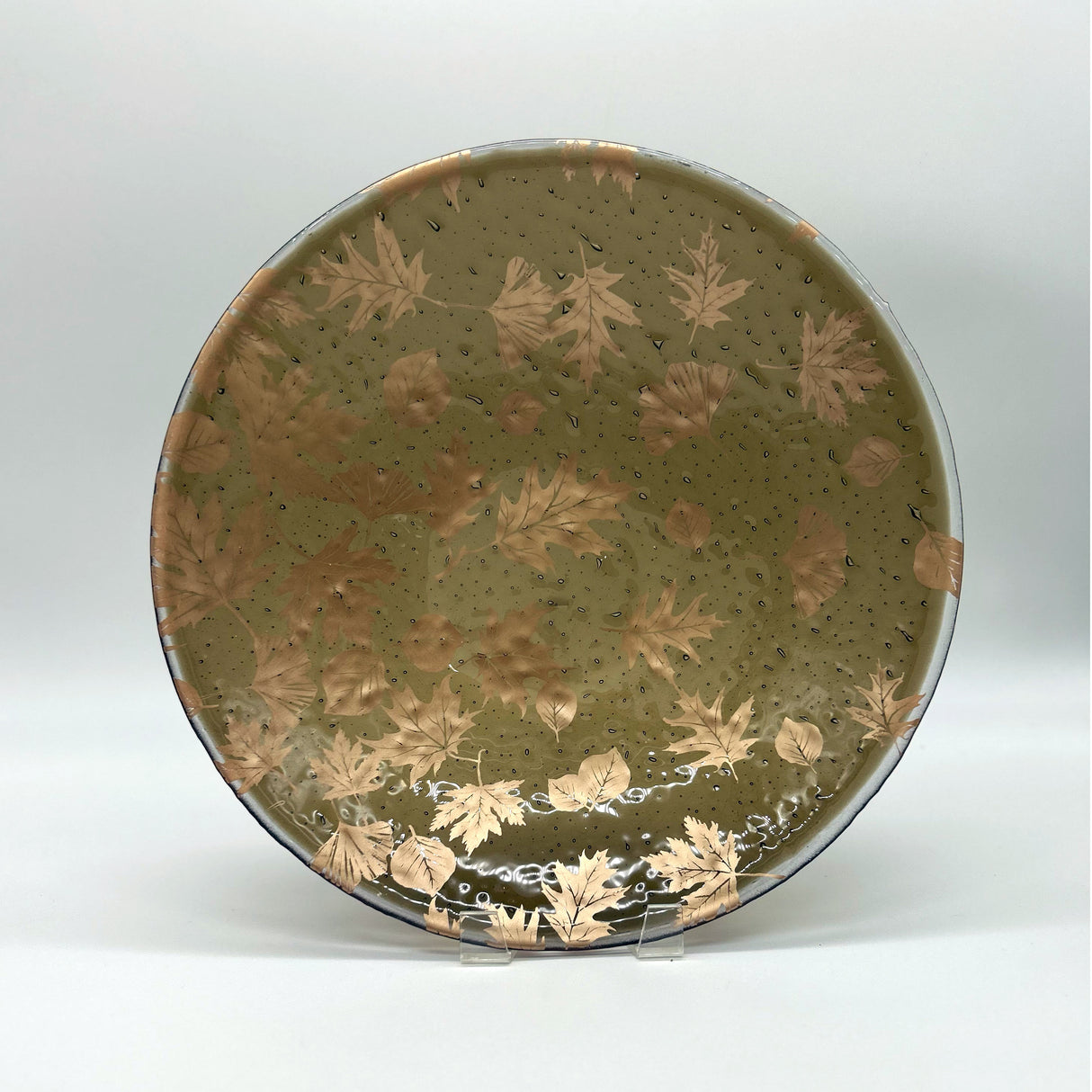 Falling Leaves Fused Glass Large 13" Serving Bowl | Made to order