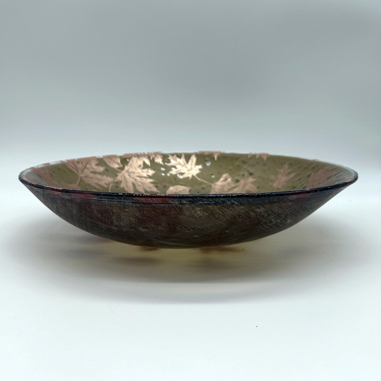 Falling Leaves Fused Glass Large 13" Serving Bowl | Made to order