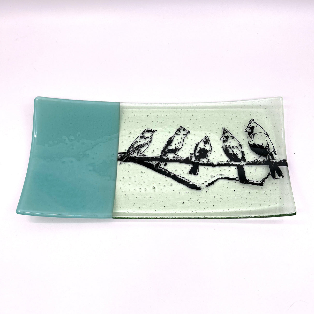 Birds on a Wire 15" Long Fused Glass Serving Platter