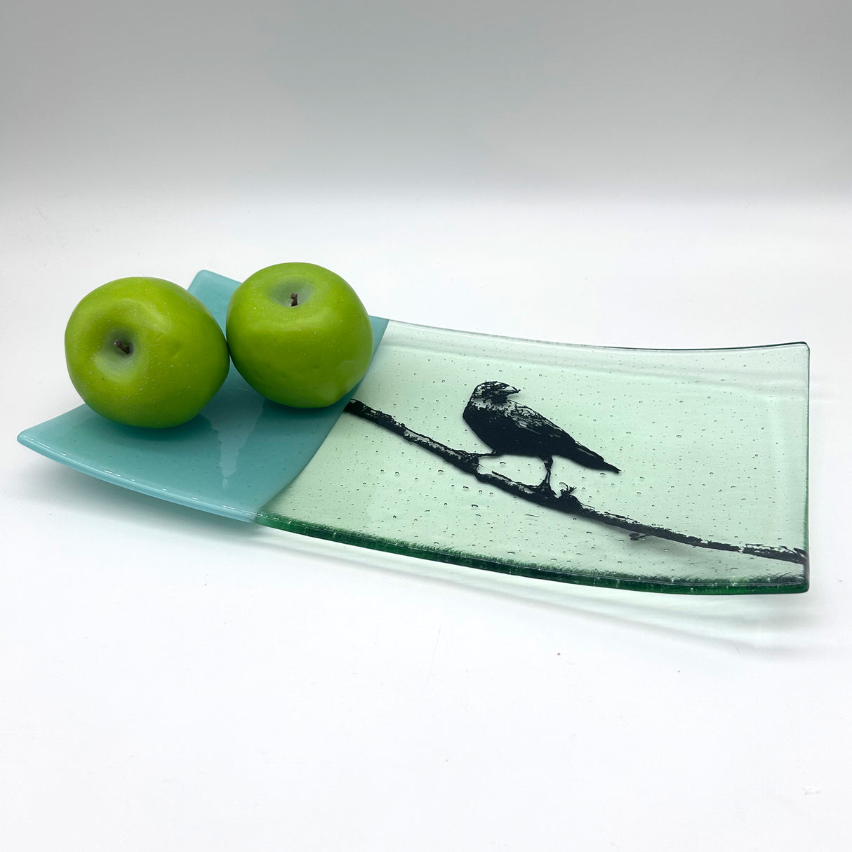 Crow 15" Long Fused Glass Serving Platter