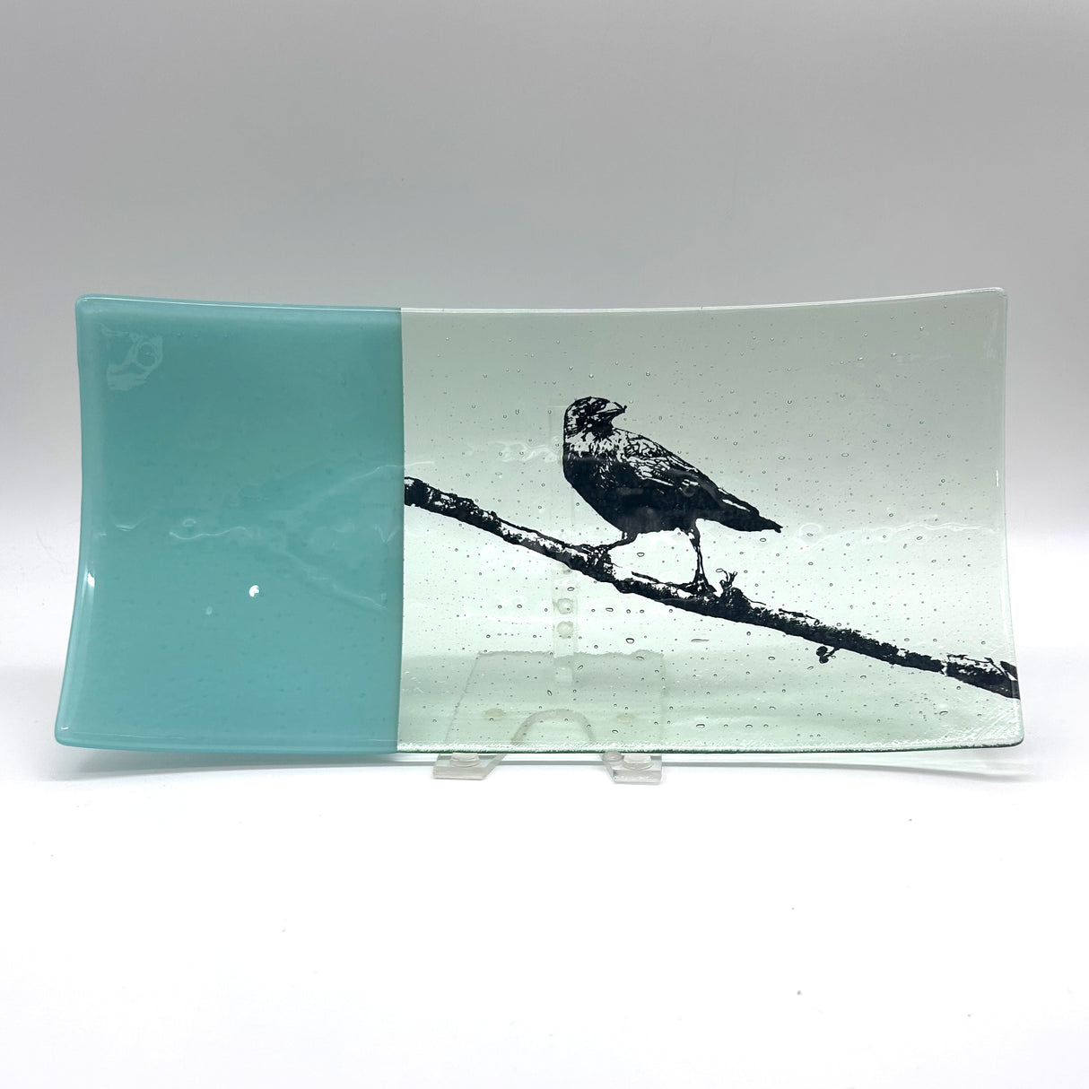 Crow 15" Long Fused Glass Serving Platter