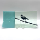 Crow 15" Long Fused Glass Serving Platter