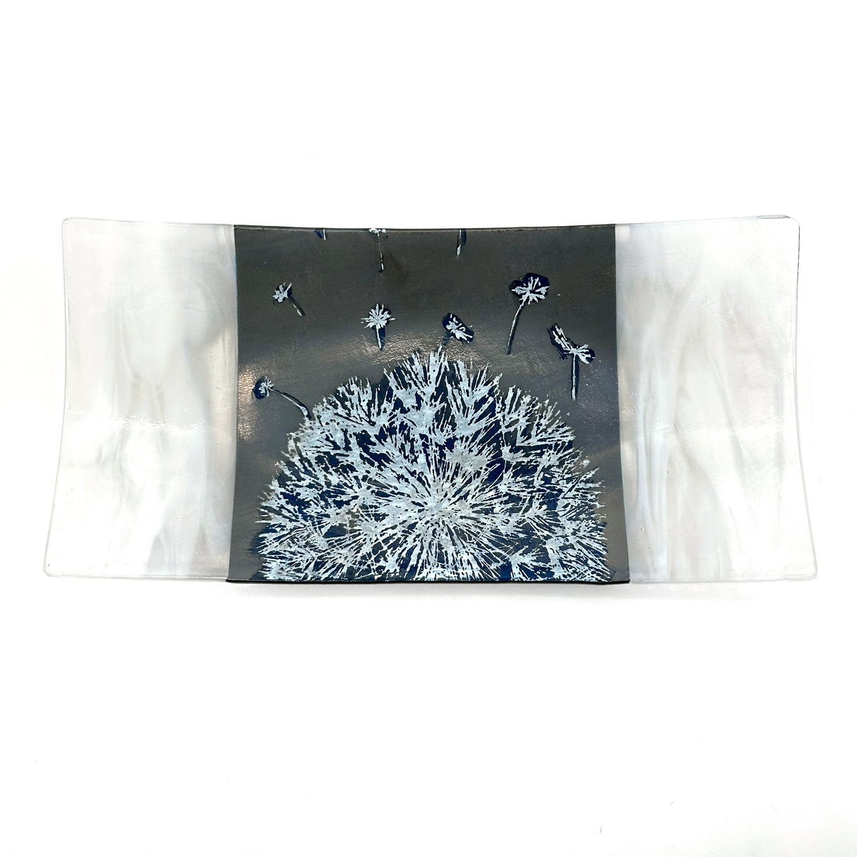 Dandelion 15" Long Fused Glass Serving Platter