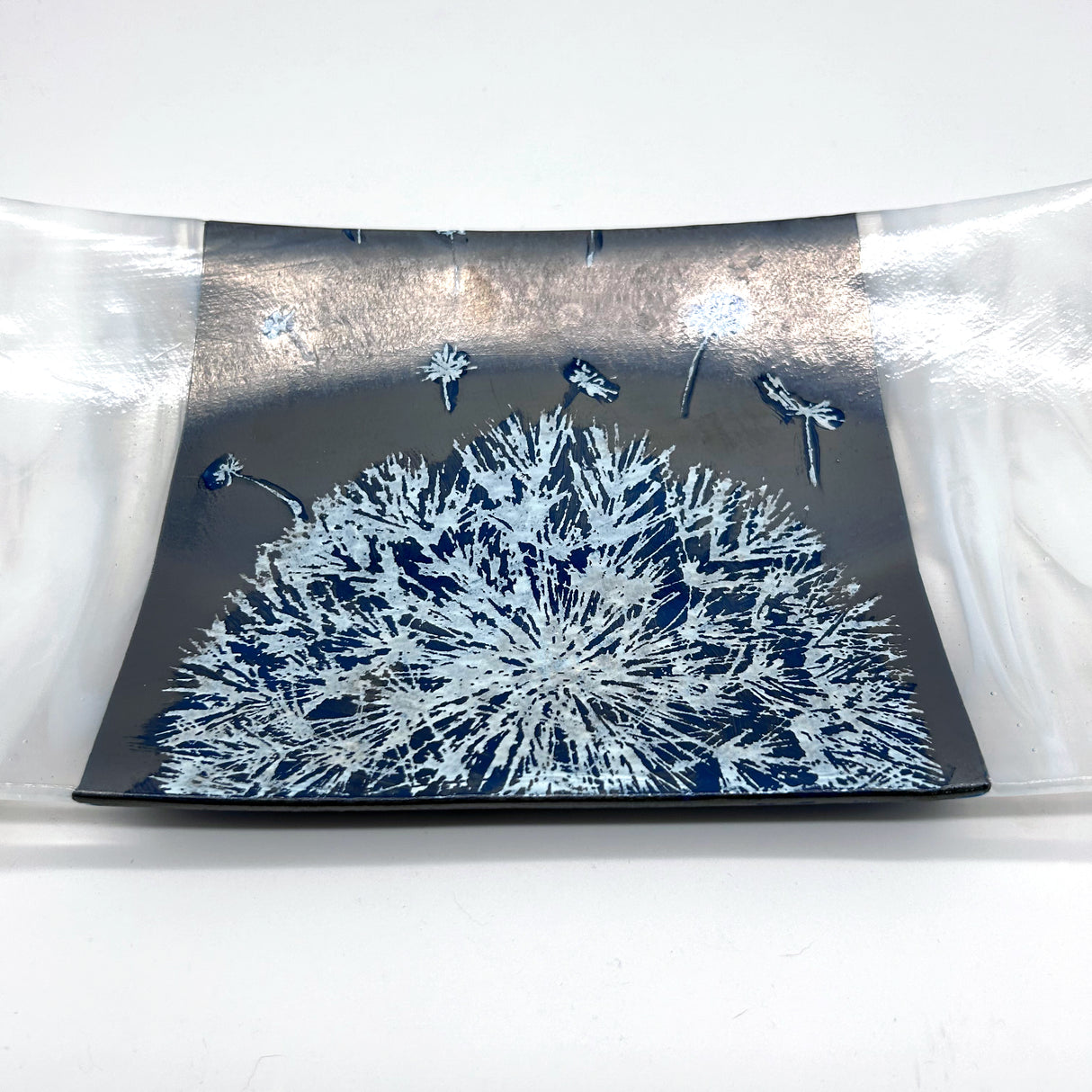 Dandelion 15" Long Fused Glass Serving Platter