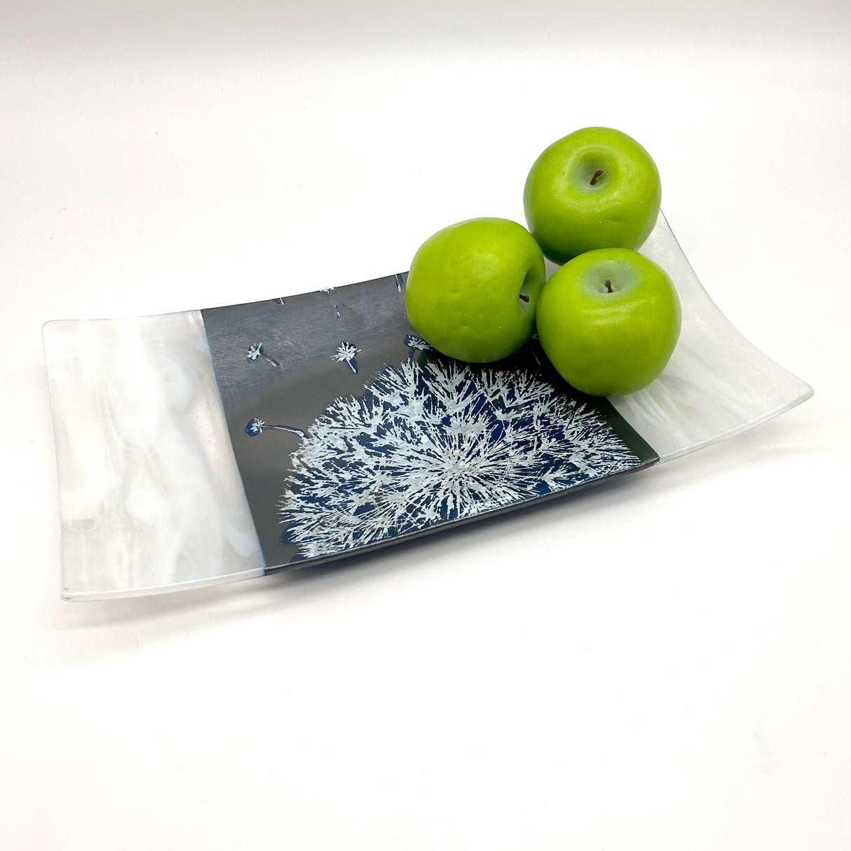 Dandelion 15" Long Fused Glass Serving Platter