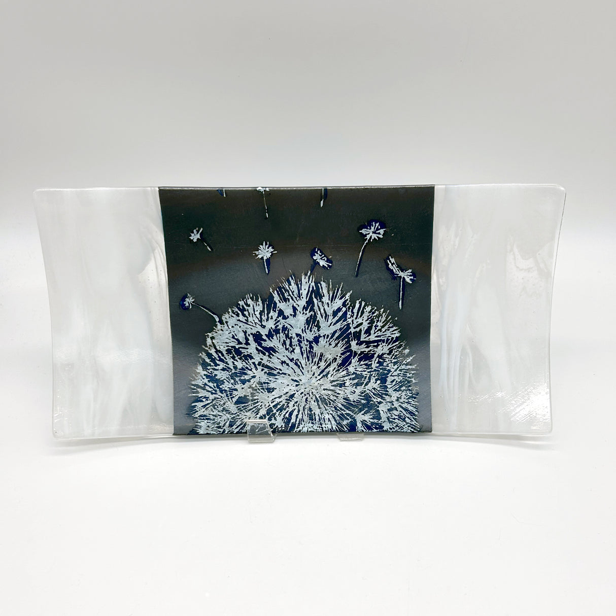 Dandelion 15" Long Fused Glass Serving Platter