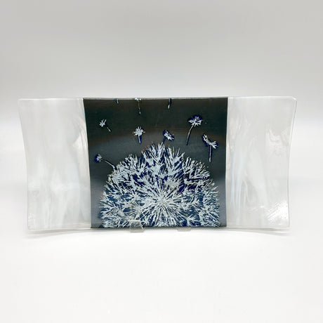 Dandelion 15" Long Fused Glass Serving Platter