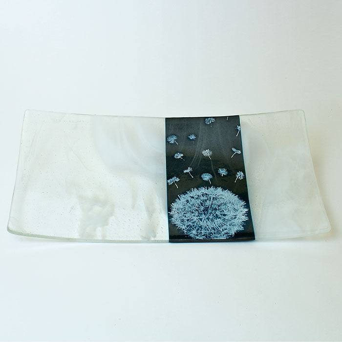 Dandelion 15" Long Fused Glass Serving Platter