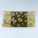 Falling Leaves Autumn 15" Long Fused Glass Serving Platter