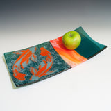 Koi 15" Long Fused Glass Serving Platter