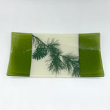 Pine Bough 15" Long Fused Glass Serving Platter
