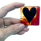 Black Heart Fused Glass 1.75" Handmade Magnet