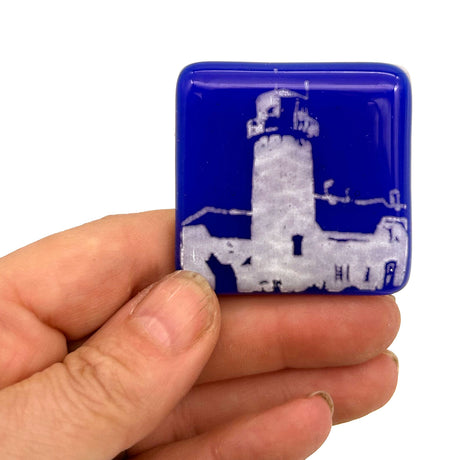 Chatham Lighthouse Cape Cod Fused Glass 1.75" Handmade Magnet