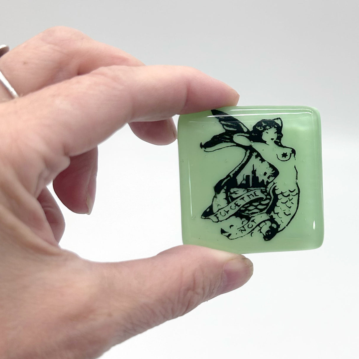 Sirena Mermaid Tattoo Fused Glass 1/75" Magnet