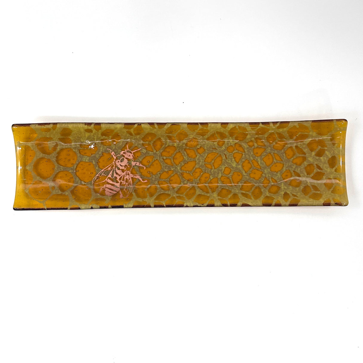 Honeybee 17" Fused Glass Channel Platter * Made to Order