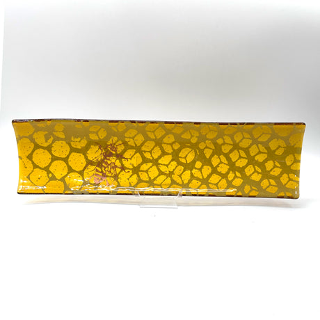 Honeybee 17" Fused Glass Channel Platter * Made to Order