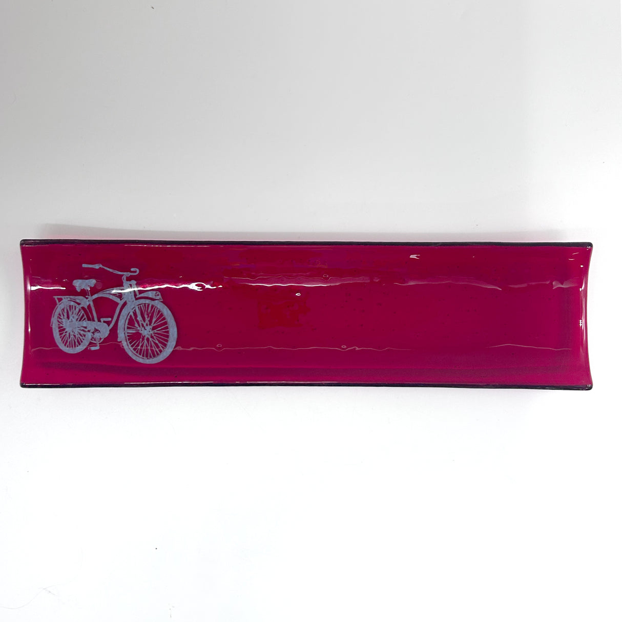 Bike 17" Fused Glass Channel Platter * Made to Order