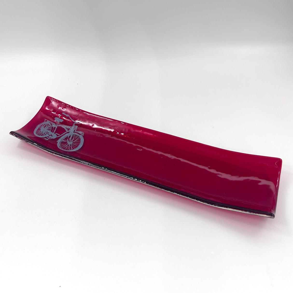 Bike 17" Fused Glass Channel Platter * Made to Order
