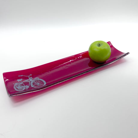 Bike 17" Fused Glass Channel Platter * Made to Order