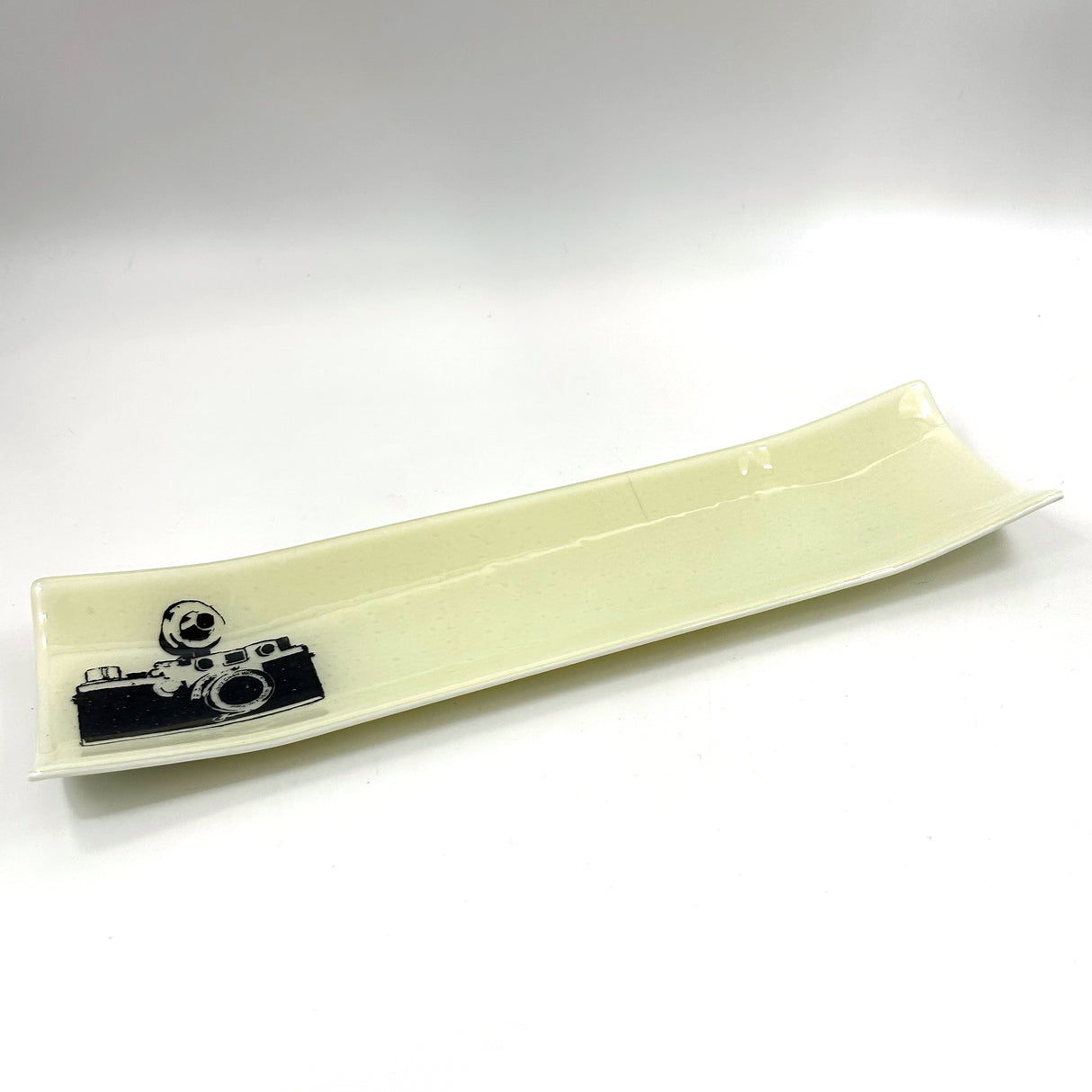Camera 17" Fused Glass Channel Platter * Made to Order