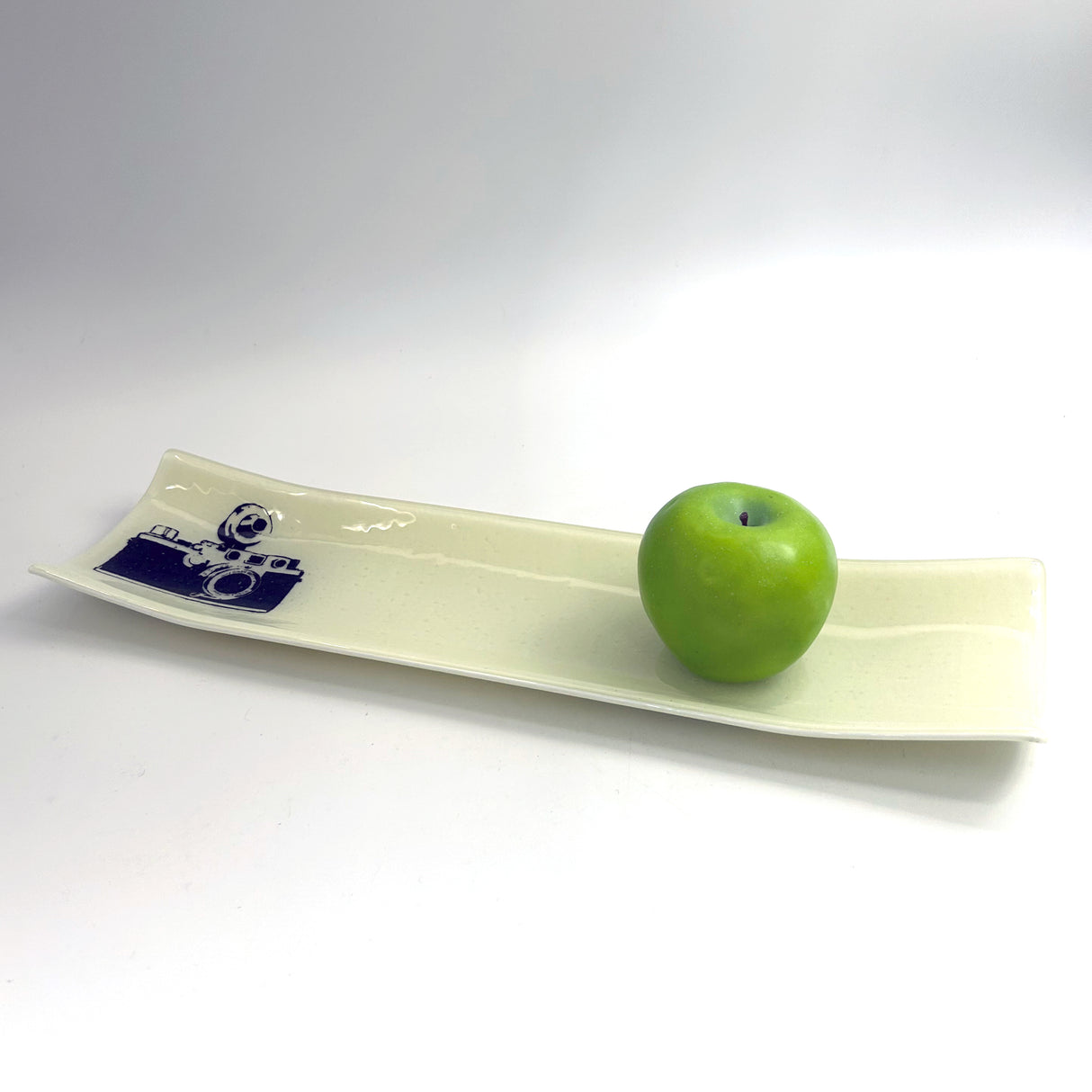Camera 17" Fused Glass Channel Platter * Made to Order