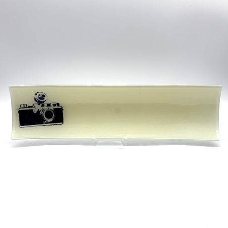 Camera 17" Fused Glass Channel Platter * Made to Order