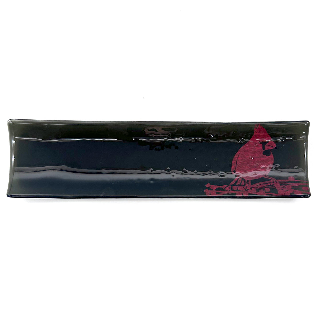 Cardinal 17" Fused Glass Channel Platter * Made to Order