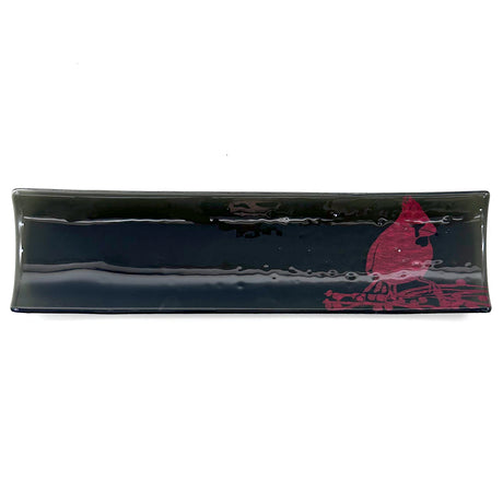 Cardinal 17" Fused Glass Channel Platter * Made to Order