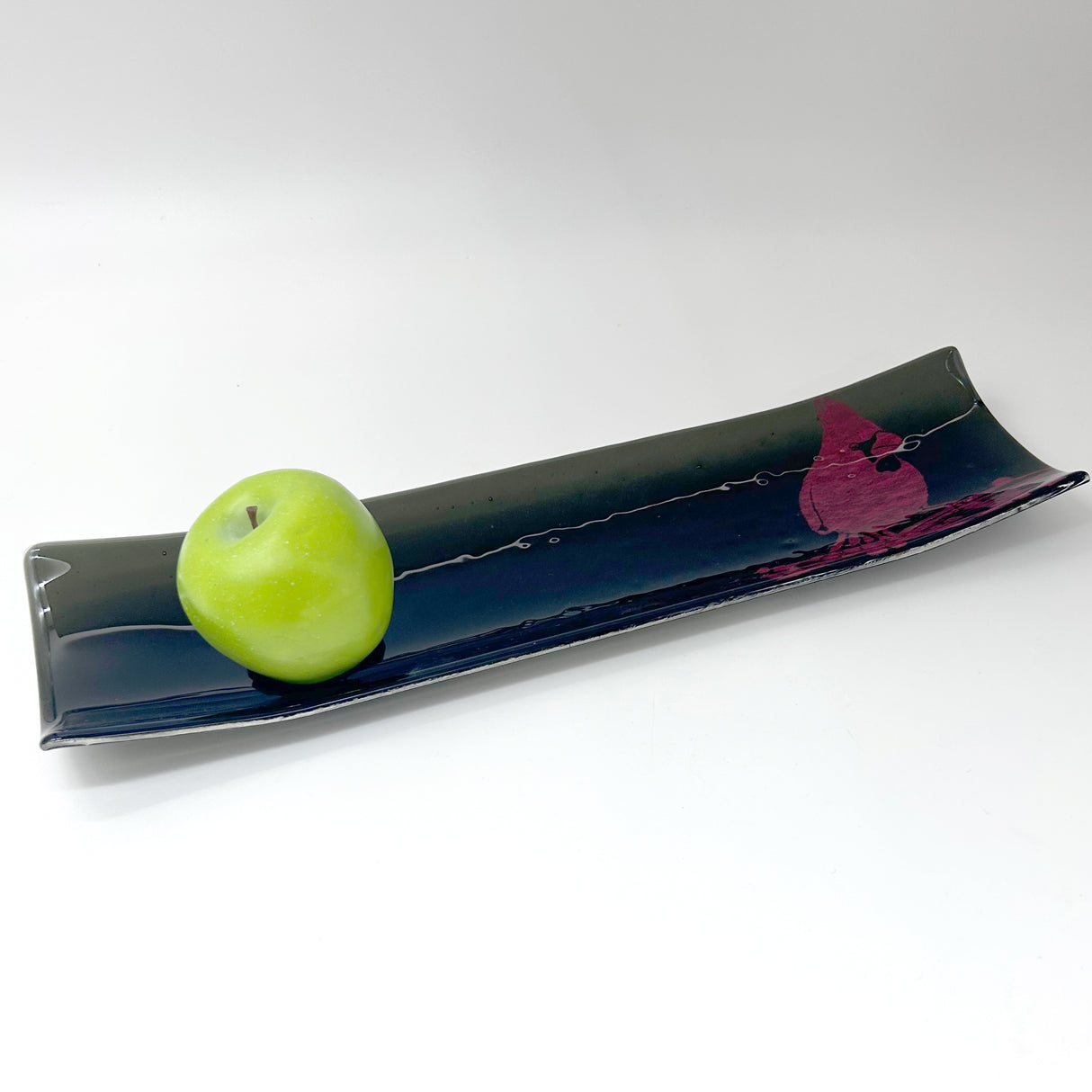 Cardinal 17" Fused Glass Channel Platter * Made to Order