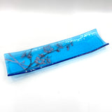 Cherry Blossom 17" Fused Glass Channel Platter * Made to Order