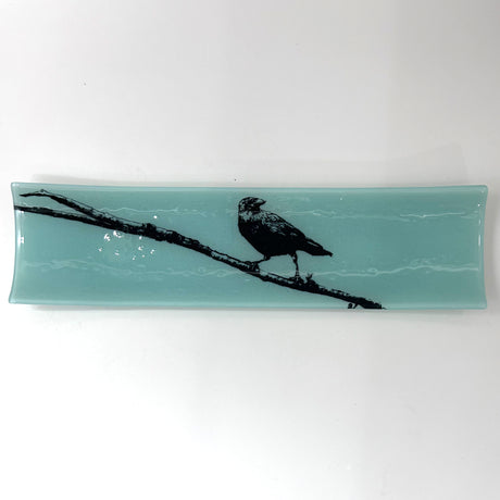 Crow17" Fused Glass Channel Platter * Made to Order