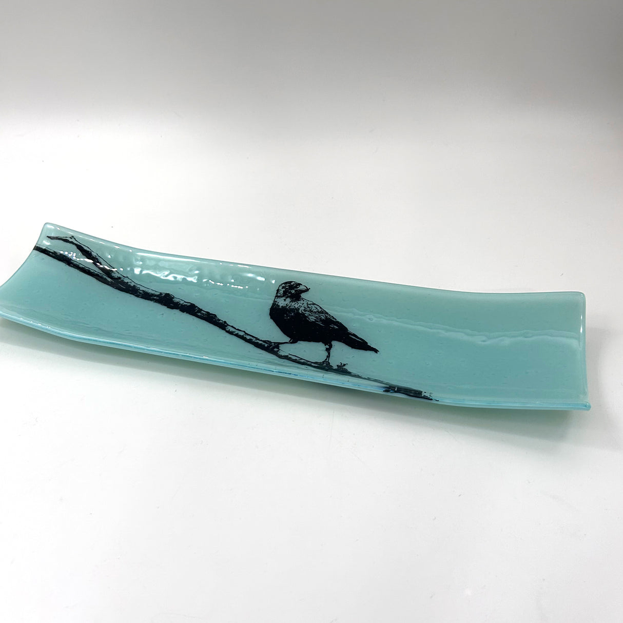 Crow17" Fused Glass Channel Platter * Made to Order