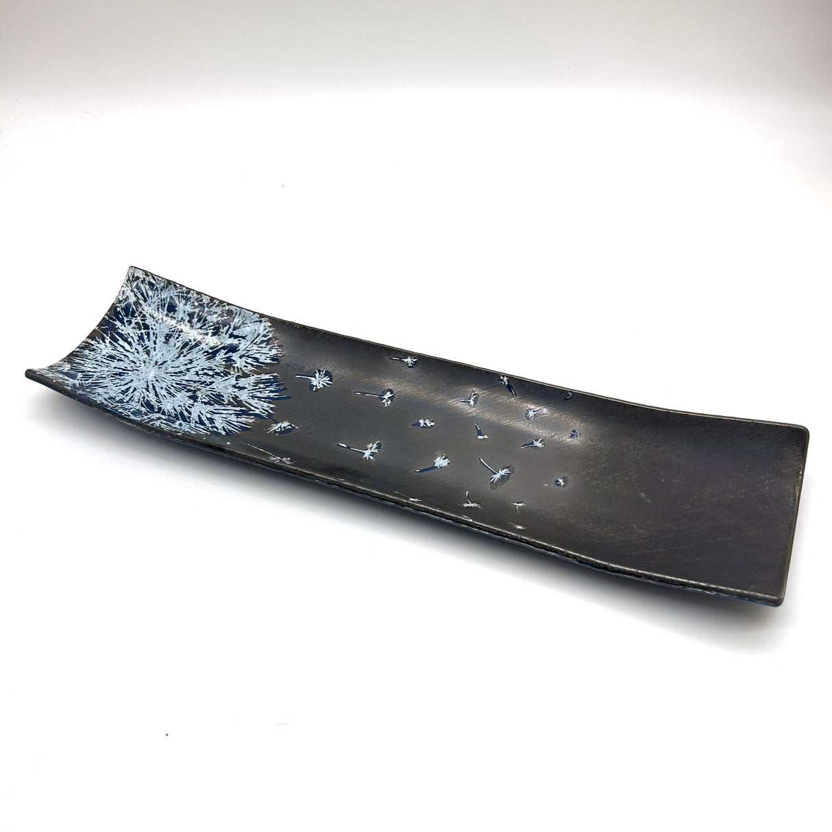 Dandelion 17" Fused Glass Channel Platter * Made to Order