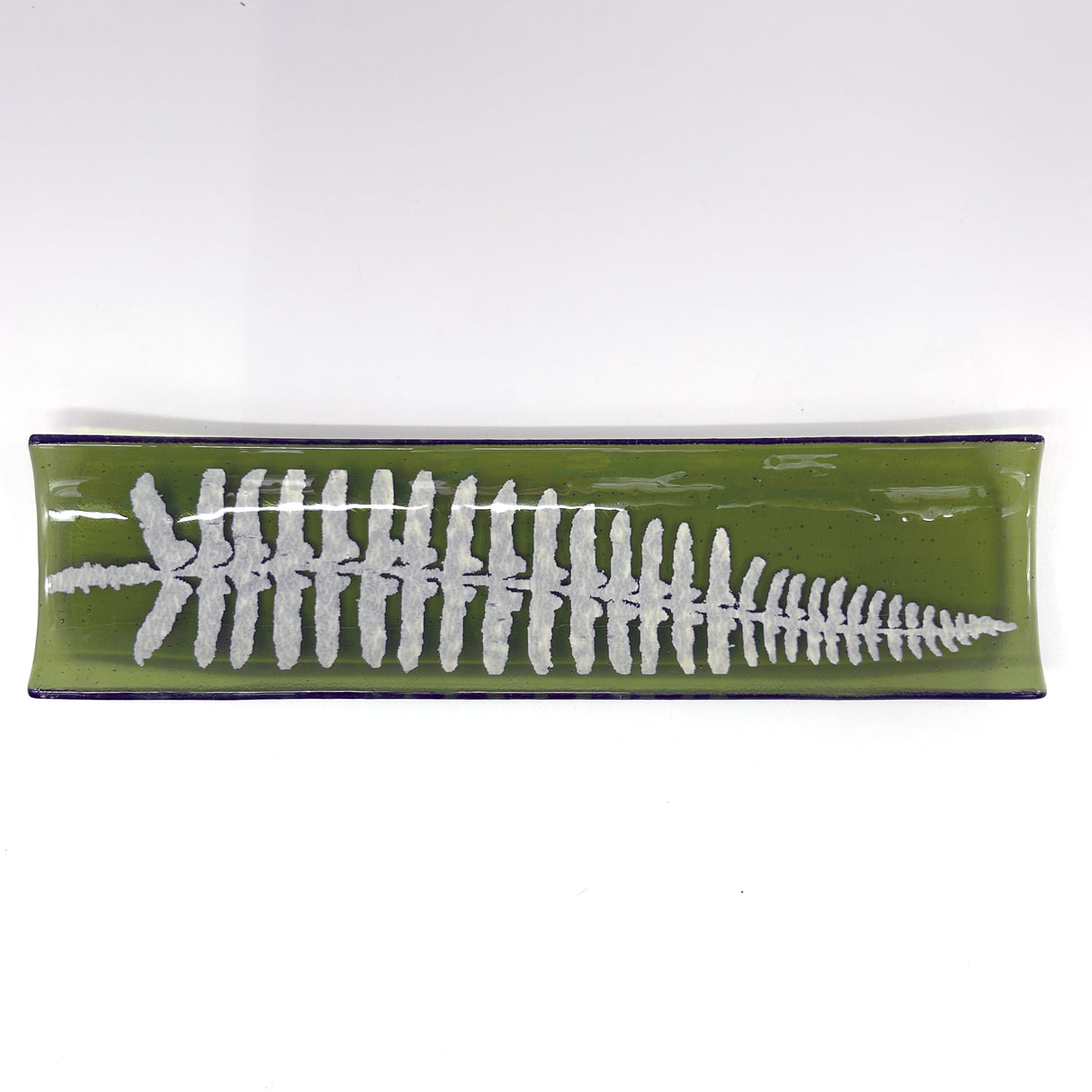 Fern Leaf 17" Fused Glass Channel Platter * Made to Order
