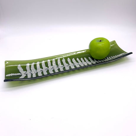 Fern Leaf 17" Fused Glass Channel Platter * Made to Order