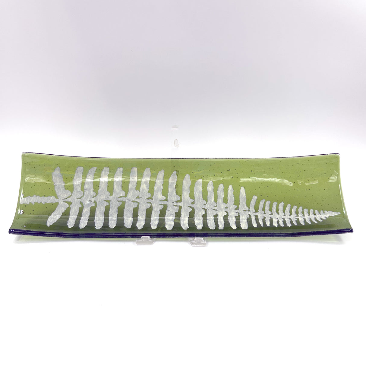 Fern Leaf 17" Fused Glass Channel Platter * Made to Order