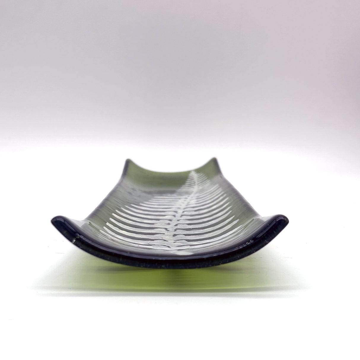Fern Leaf 17" Fused Glass Channel Platter * Made to Order