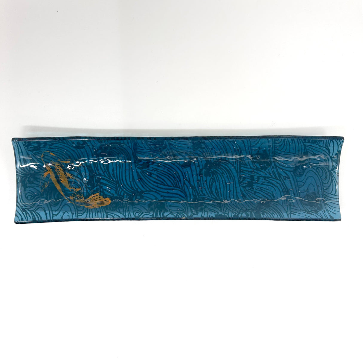 Koi 17" Fused Glass Channel Platter * Made to Order