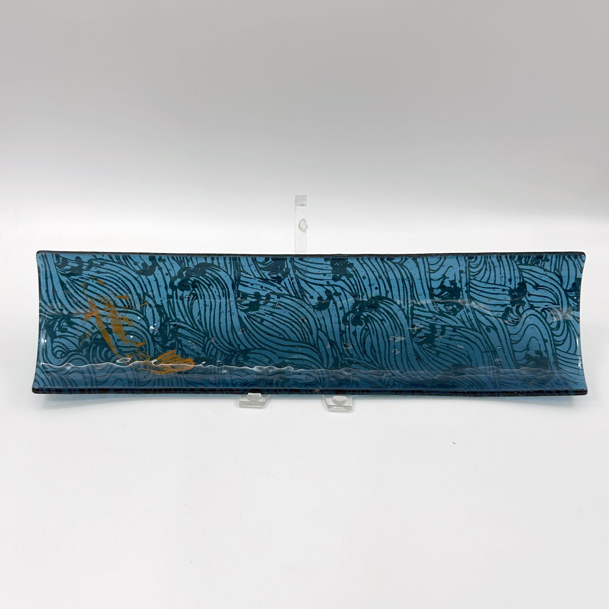 Koi 17" Fused Glass Channel Platter * Made to Order