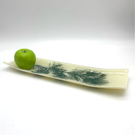 Pine Bough 17" Fused Glass Channel Platter * Made to Order