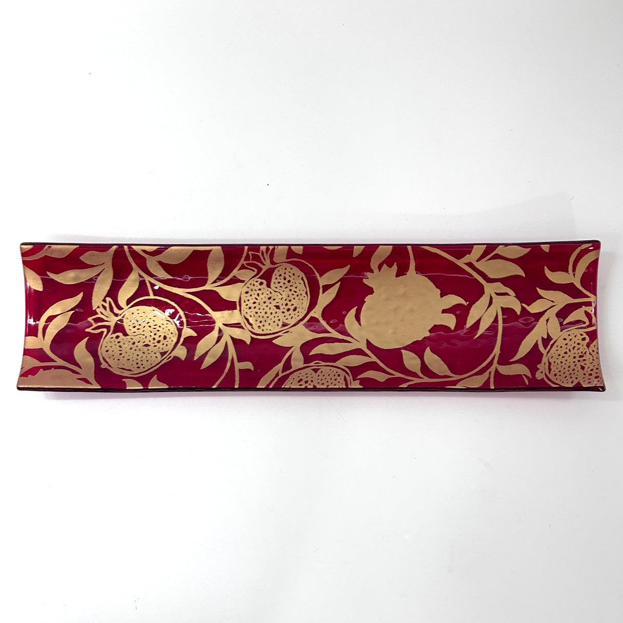 Pomegranate 17" Fused Glass Channel Platter * Made to Order