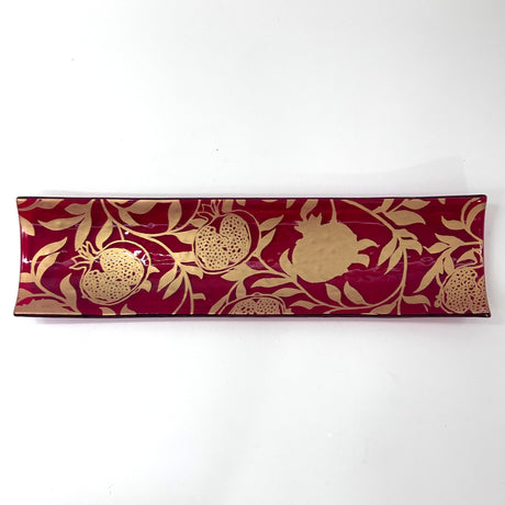 Pomegranate 17" Fused Glass Channel Platter * Made to Order