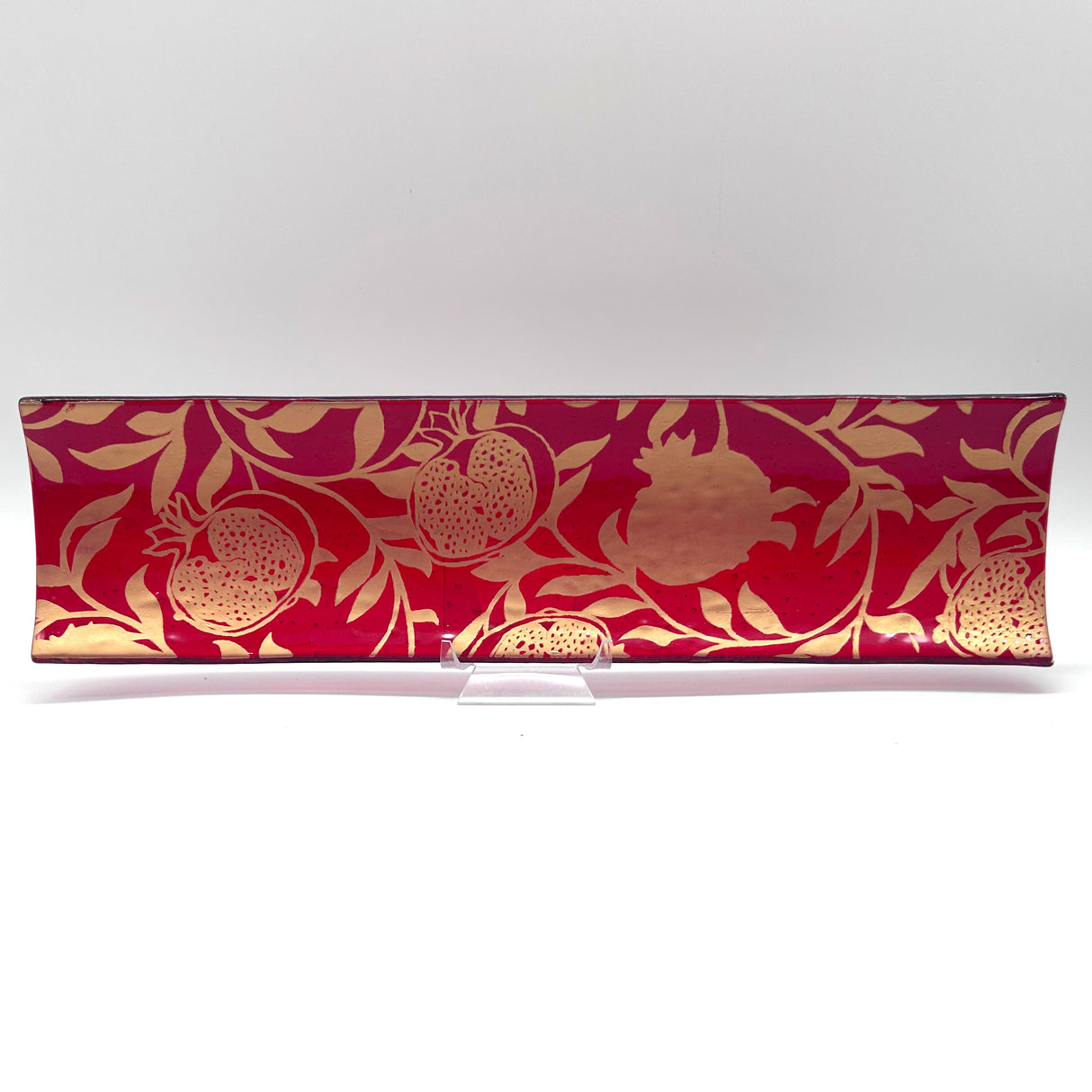 Pomegranate 17" Fused Glass Channel Platter * Made to Order