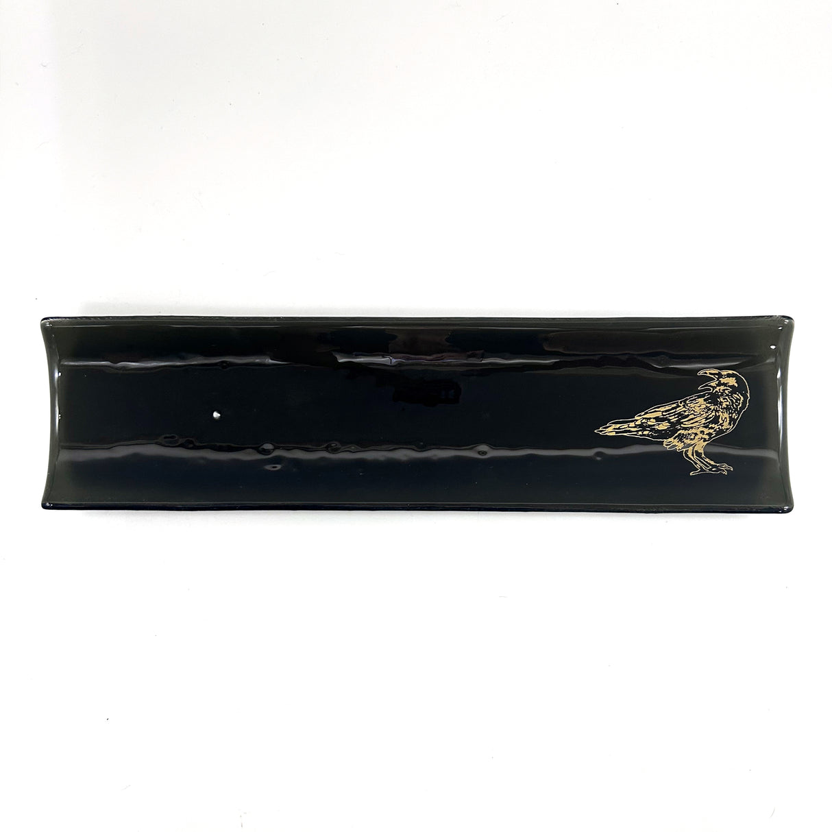 Raven 17" Fused Glass Channel Platter * Made to Order