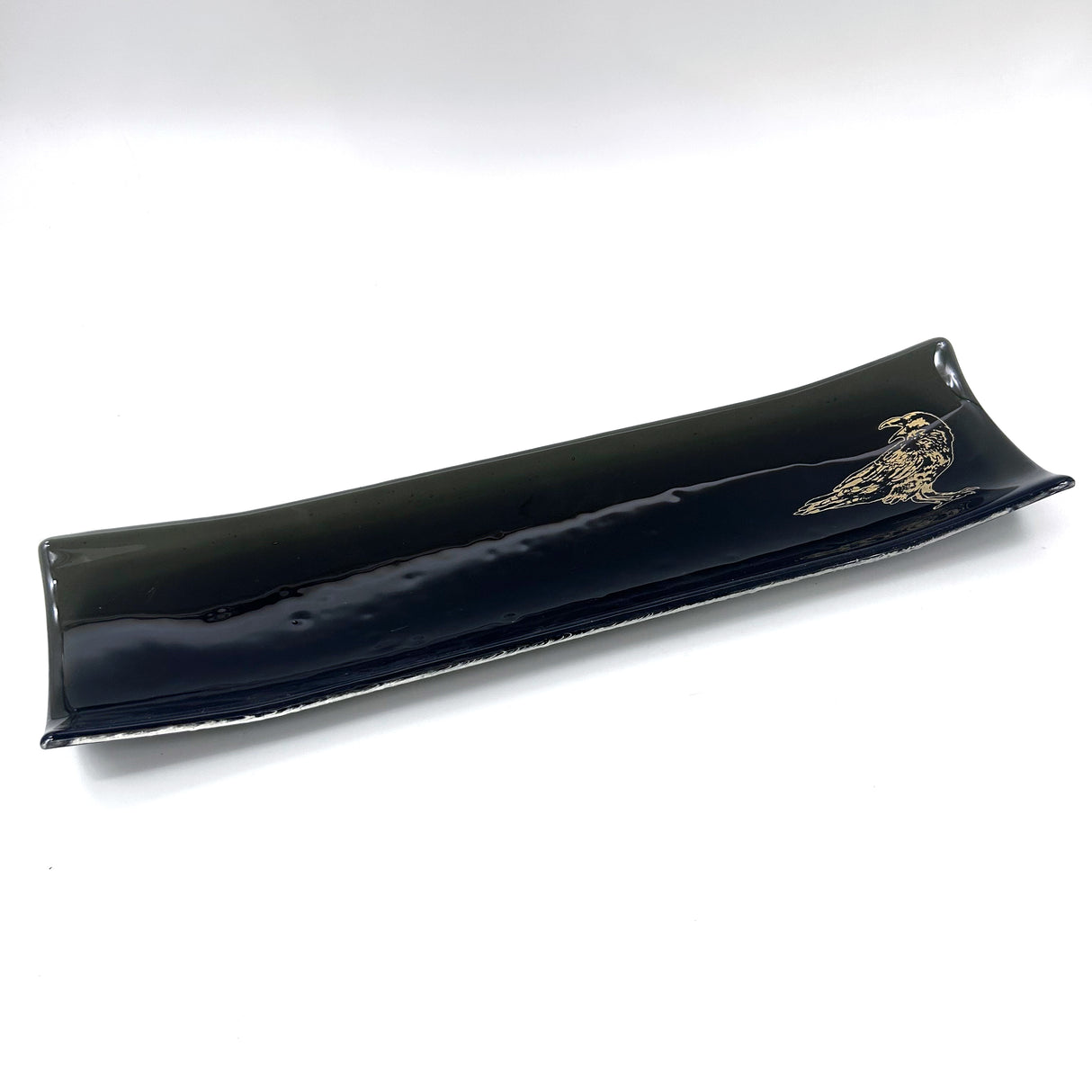 Raven 17" Fused Glass Channel Platter * Made to Order