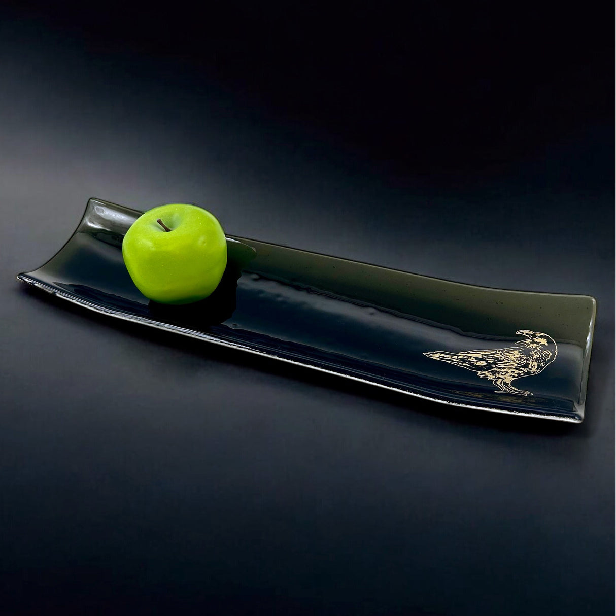 Raven 17" Fused Glass Channel Platter * Made to Order
