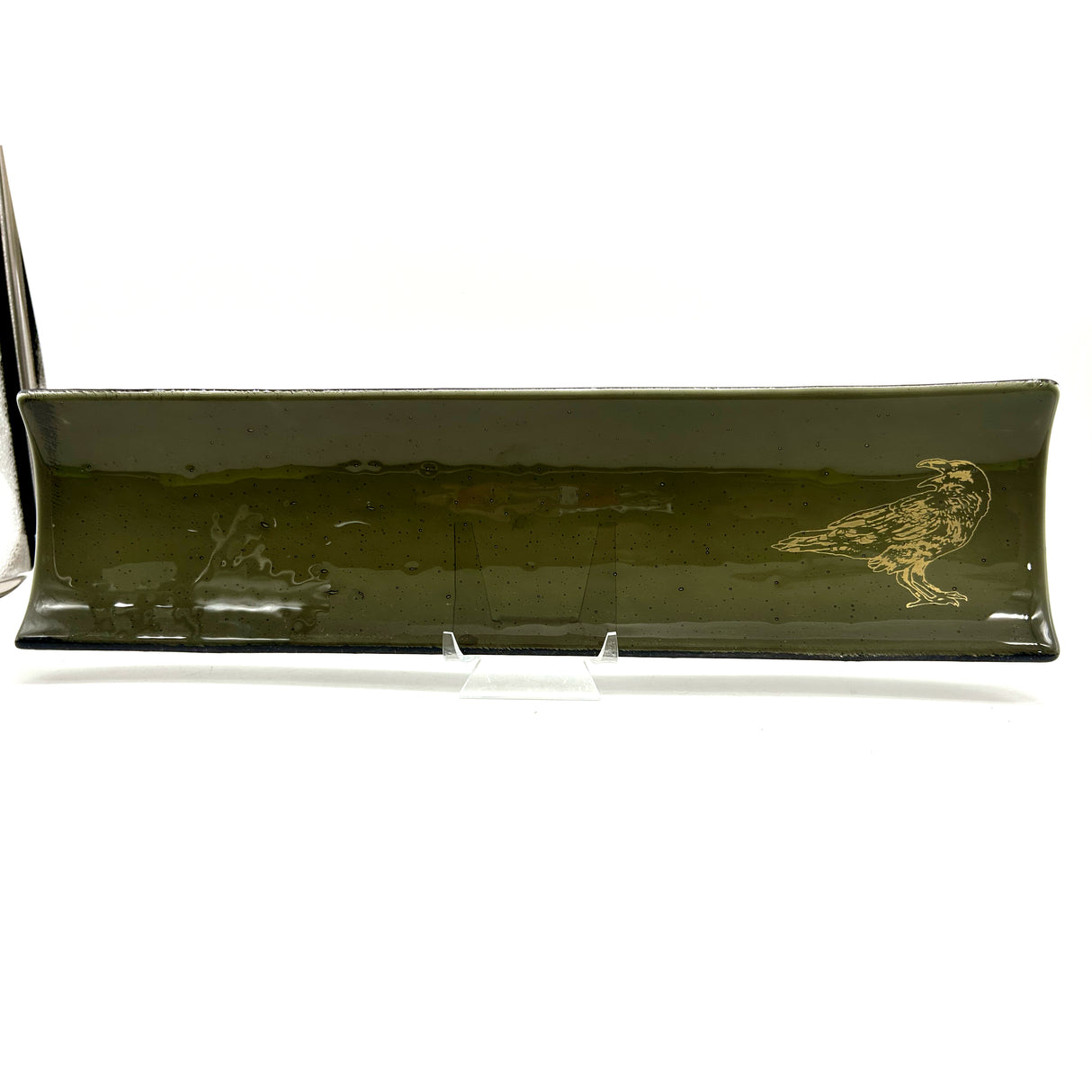 Raven 17" Fused Glass Channel Platter * Made to Order