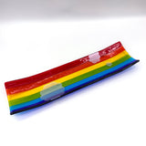 Rainbow Silver Lining 17" Fused Glass Channel Platter * Made to Order