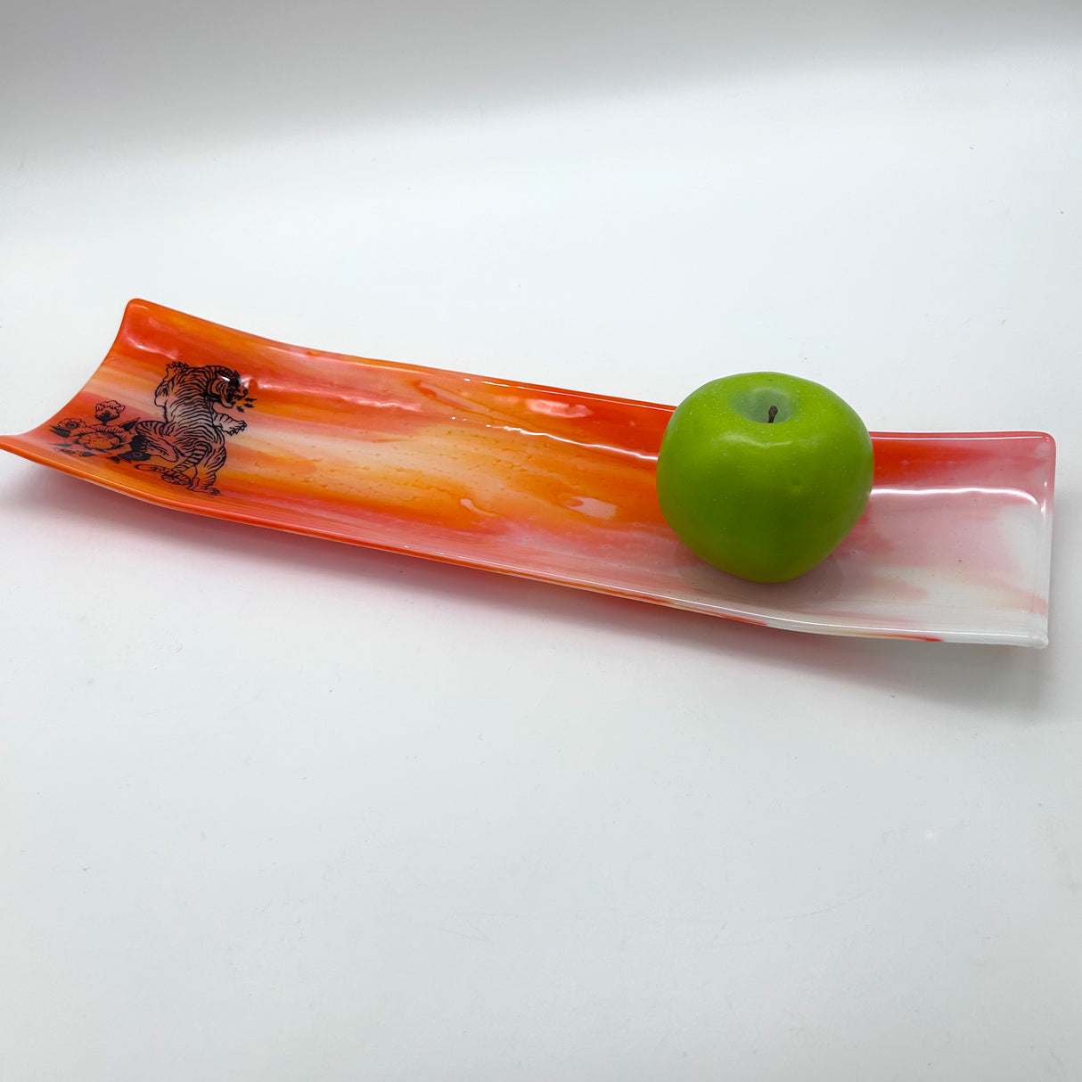 Tiger Tattoo 17" Fused Glass Channel Platter * Made to Order