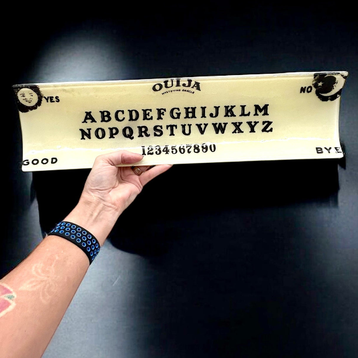 Witchy Ouija Board 17" Fused Glass Channel Platter * Made to Order